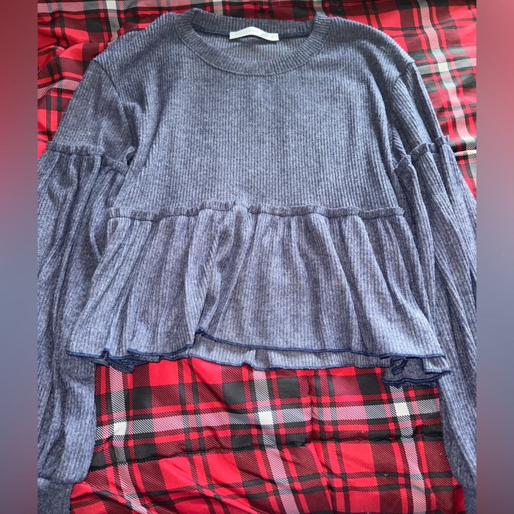 Altar’d State Blue Ruffled Top
